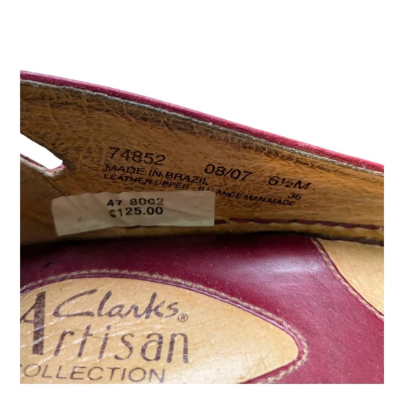 Clarks Artisan Collection Leather Red Cutout Slides Sandals 6.5M - Picture 9 of 9